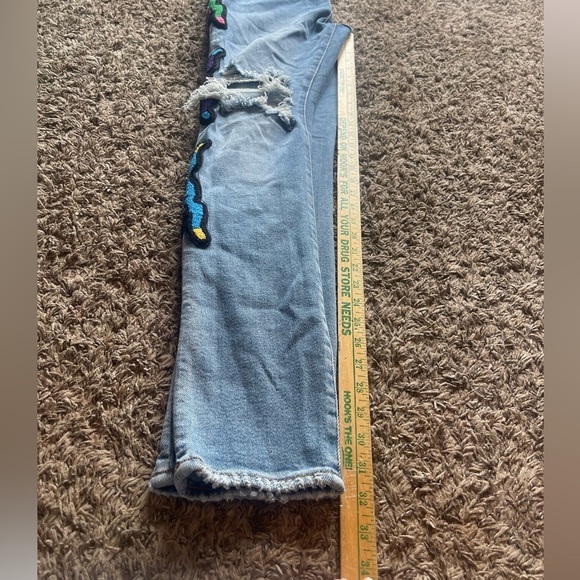 Ice cream Bill Breaker medium wash blue button fly patches distress jeans - Picture 14 of 15